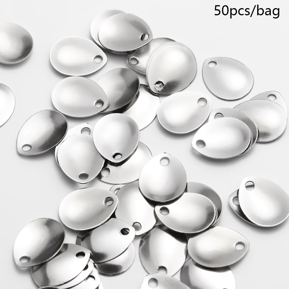Fishing Lure Spinner - 50 buah perak halus nikel payet